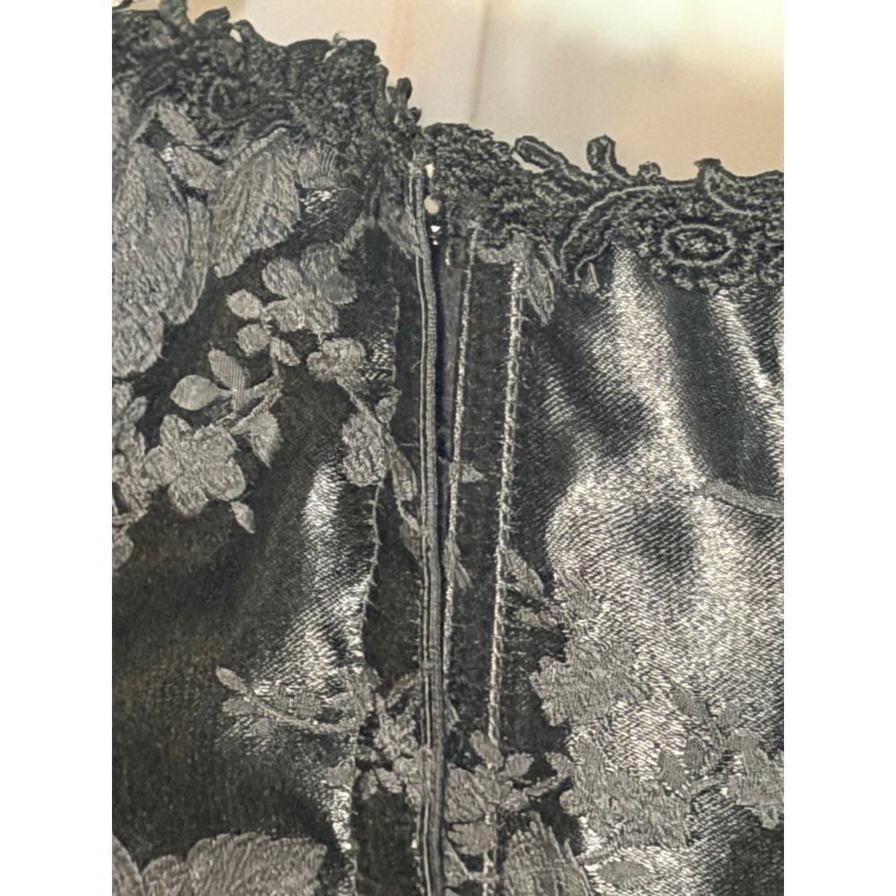 Torrid Black Satin Floral Jacquard Lace Up Boned Corset Top Vintage Style 1X - Picture 5 of 10